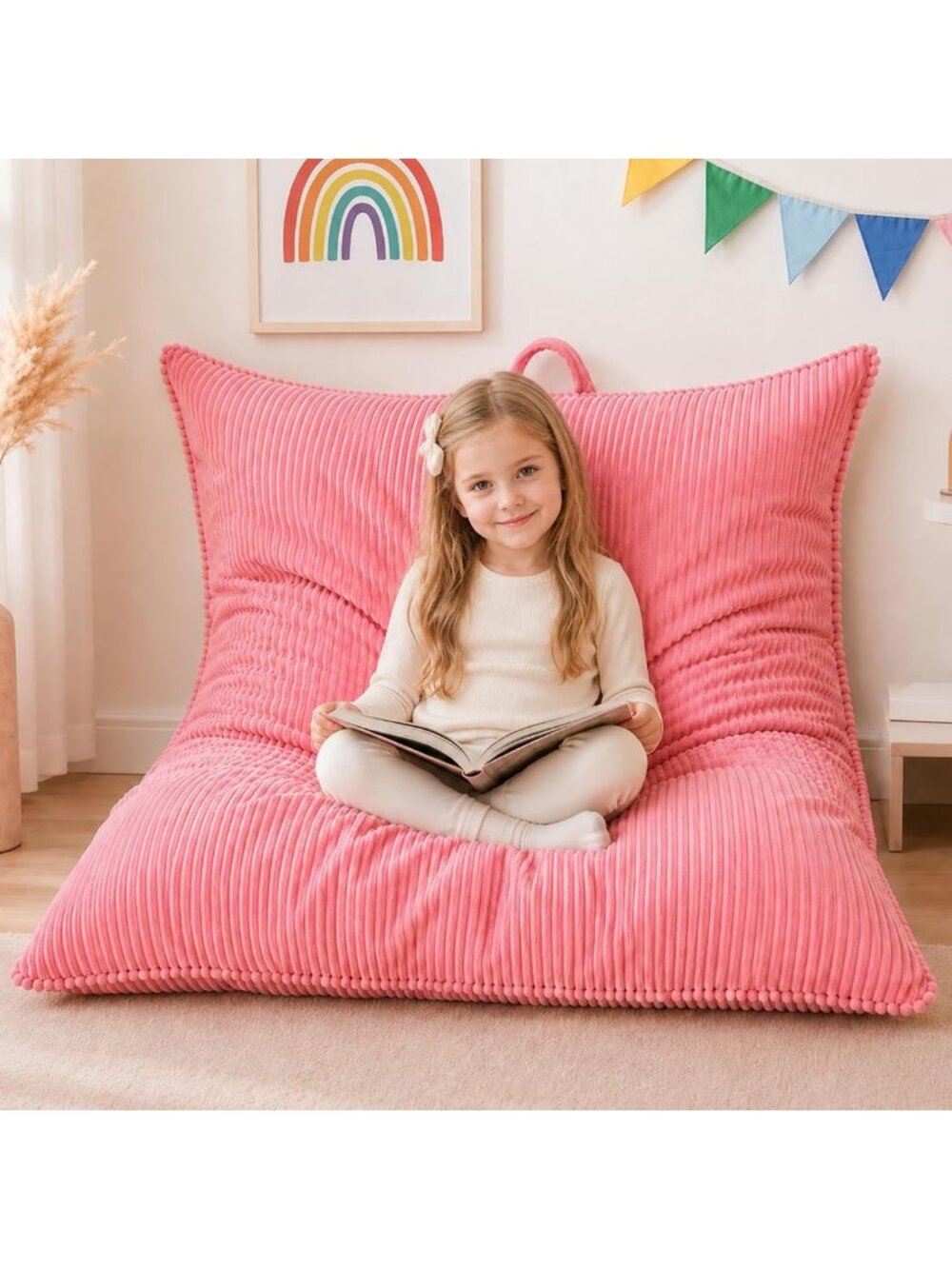 Cozy 3-in-1 Kids Bean Bag Chair & Floor Sofa, Removable Cover, Fun & Functional